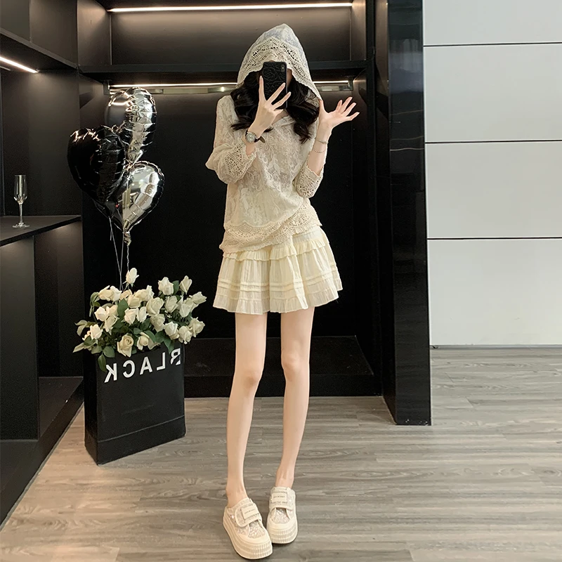 芭蕾风半身短裙女夏季时尚套装搭配防晒衣2025新款显瘦设计感甜辣