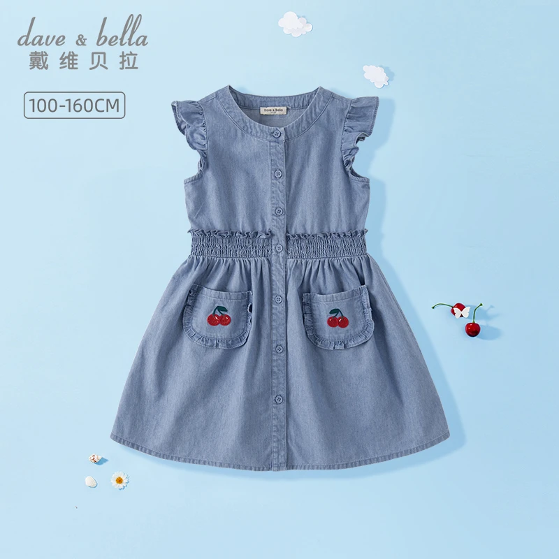 戴维贝拉女童牛仔裙儿童连衣裙夏季新款公主裙夏装女孩裙子衣服女