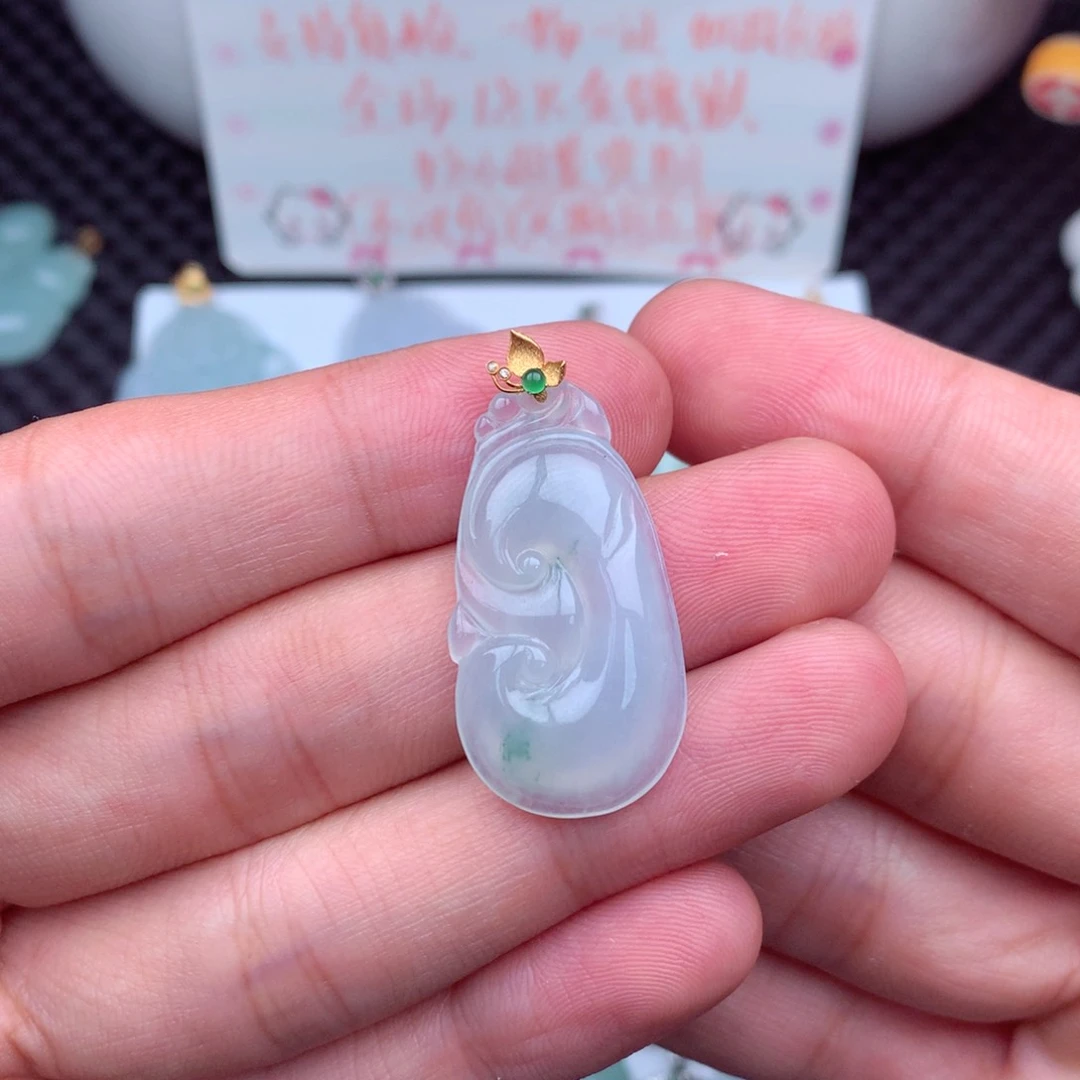 翡翠18K金镶嵌吊坠(不含链)