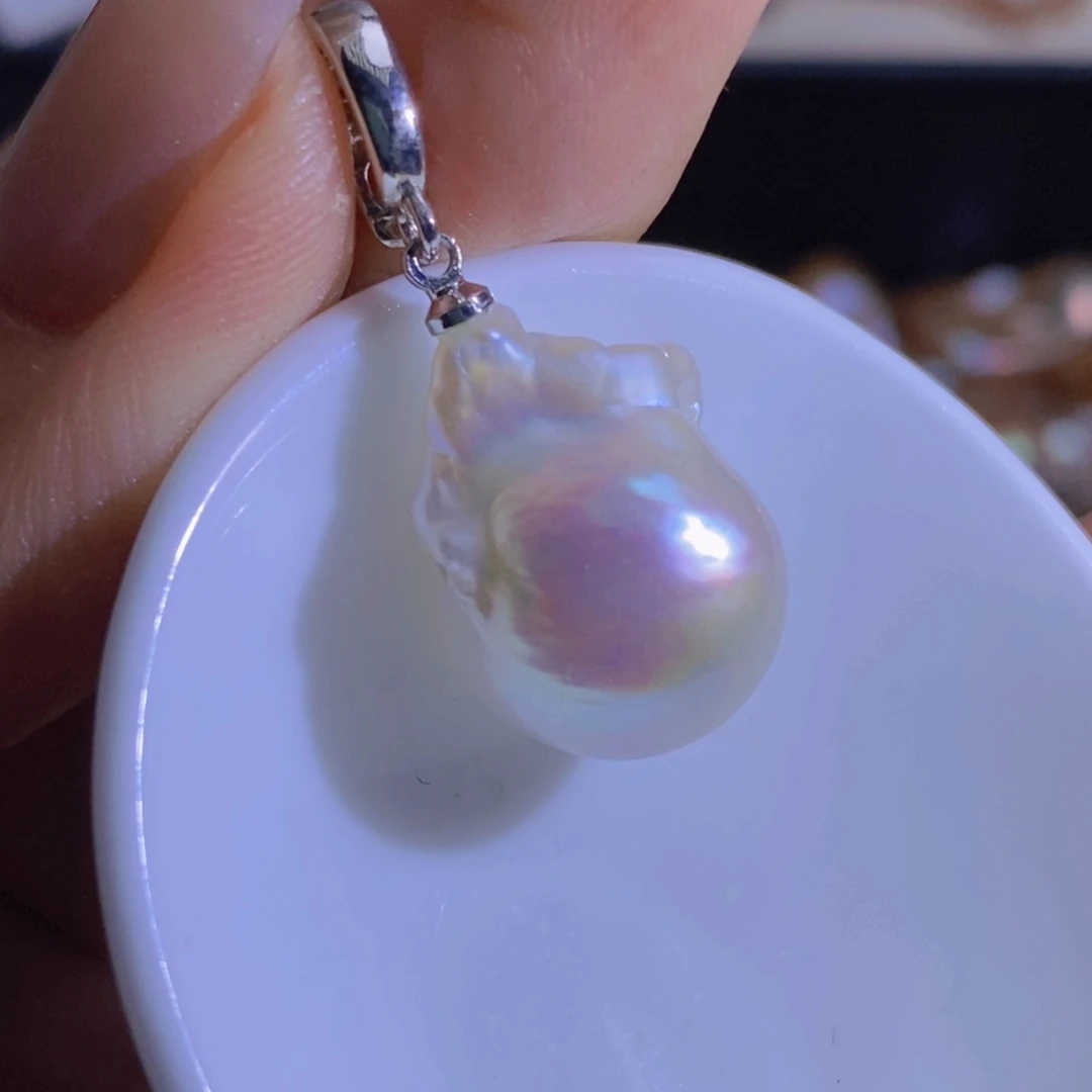 银S925镶嵌淡水珍珠微瑕