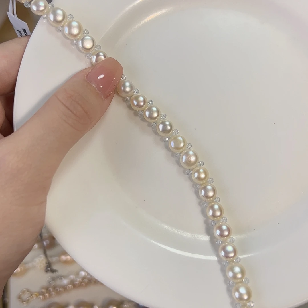 M***i淡水珍珠银S925镶嵌时尚设计款淡水珍珠