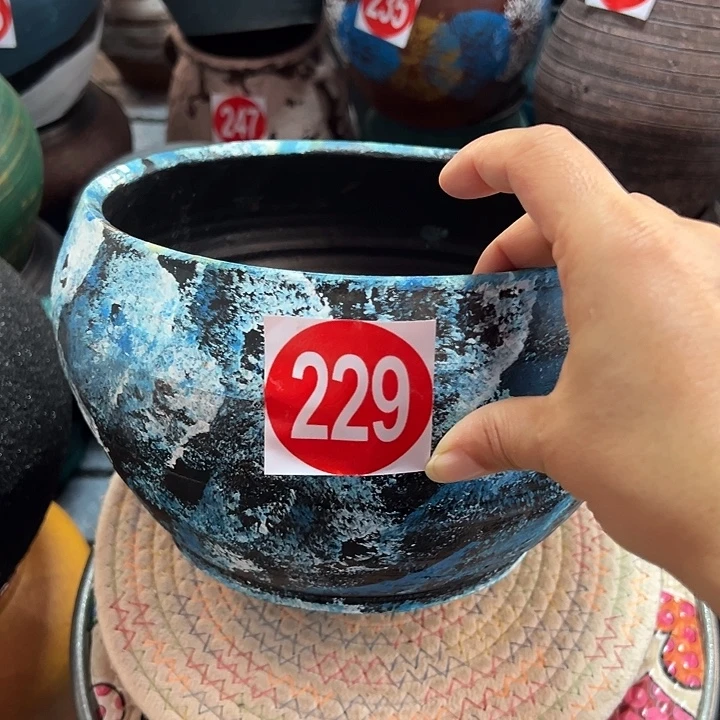 蓝色浅盆高14口20默认打孔