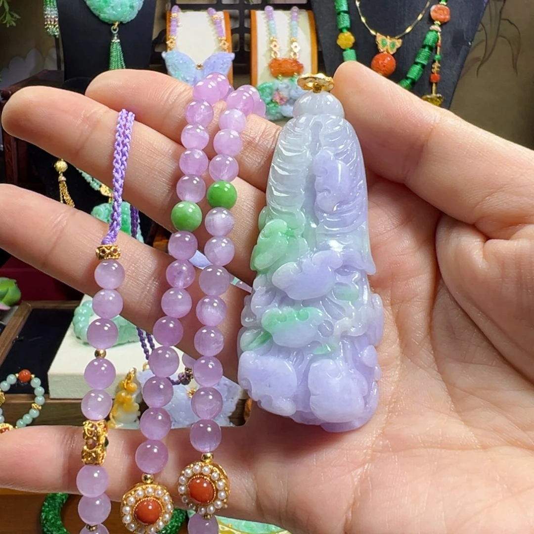 翡翠未镶嵌毛衣链冰春彩百财