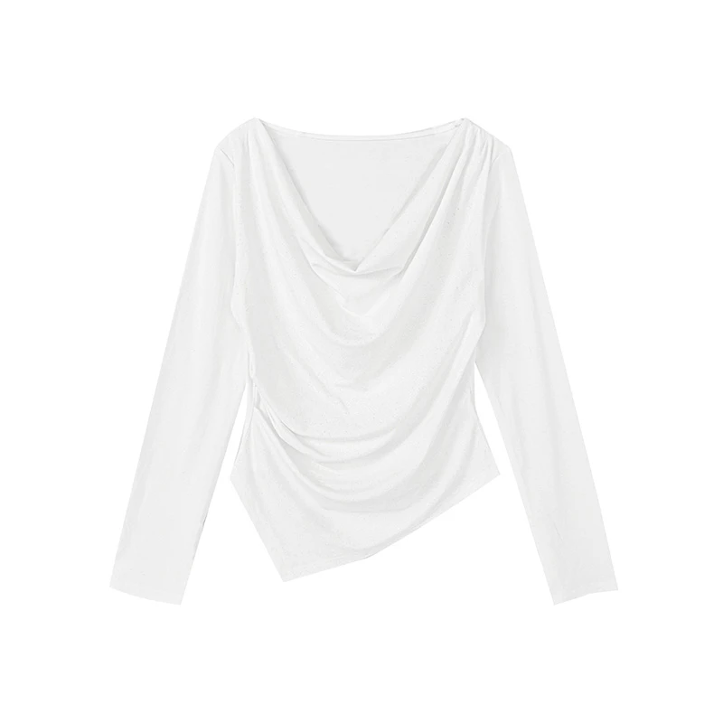 【柠檬专属】荡领显瘦细闪上衣W5644