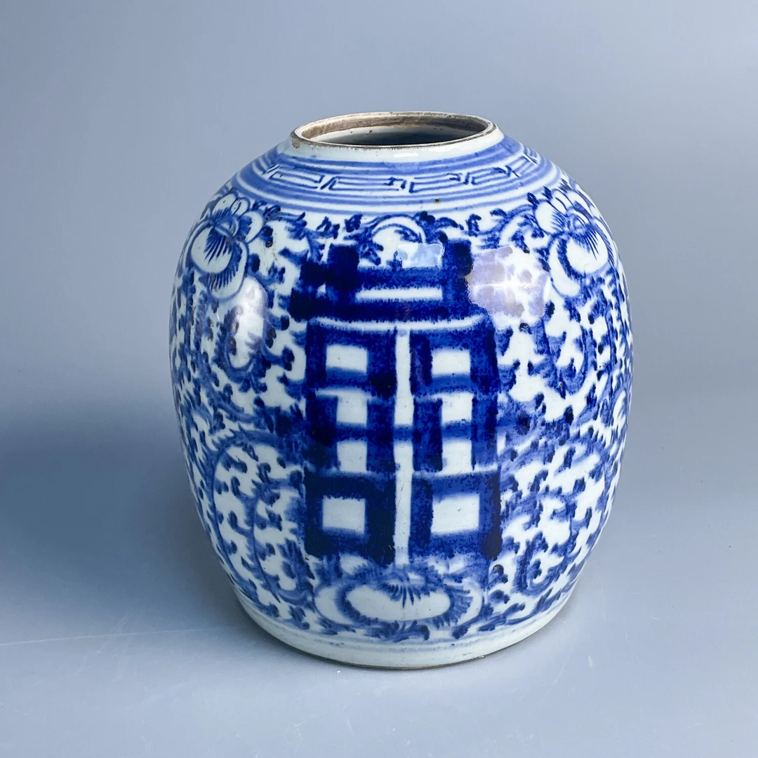 M25KT001128 - 清光绪 青花喜字纹罐