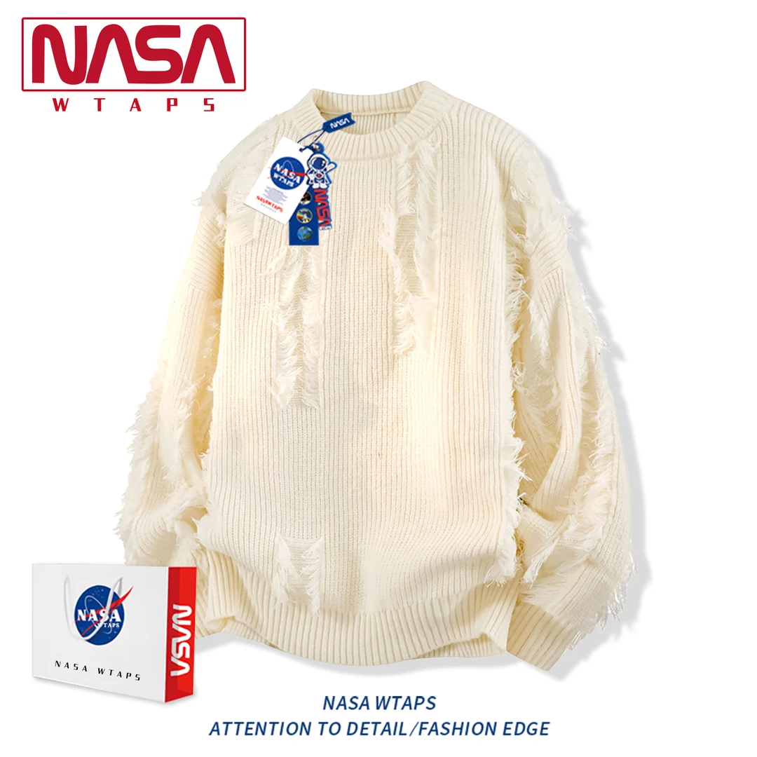 NASA WTAPS美式高街流苏毛衣男款秋冬季慵懒风高级感痞帅针织衫潮