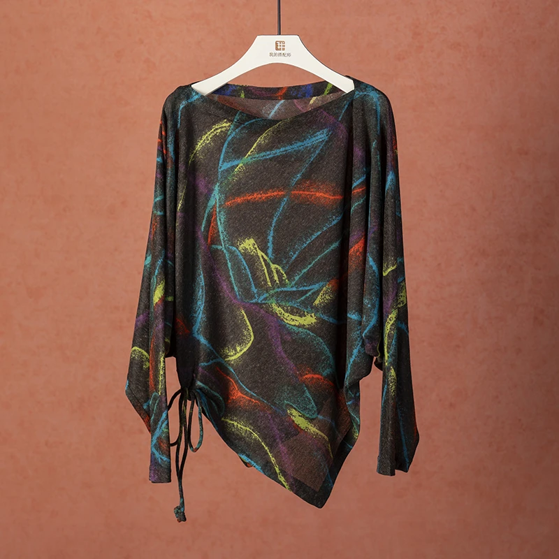 我的搭配师2025冬季十一月新款宽松羊毛长袖蝙蝠衫T恤打底