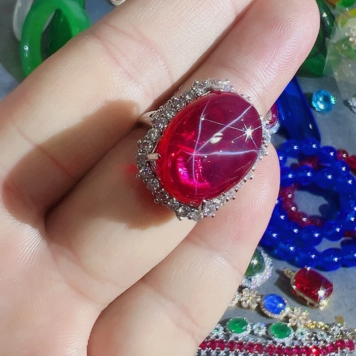 钨金红色蓝色满钻镶嵌