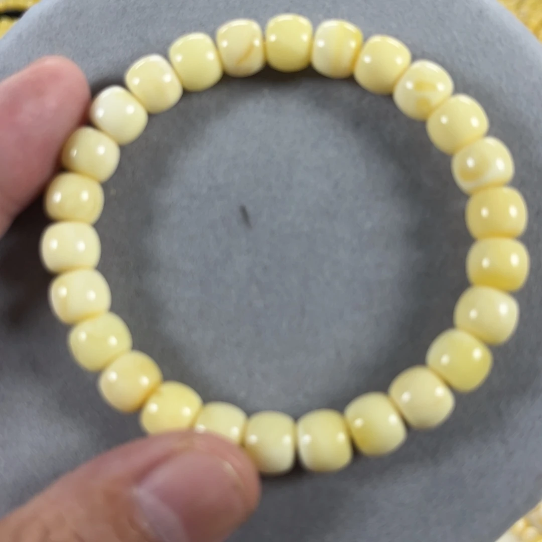 蜜蜡手串未镶嵌纯天然俄料白蜡