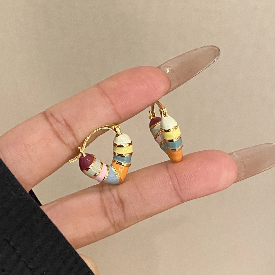 【彩虹爱心】简约气质高级感小众轻奢耳环A4001