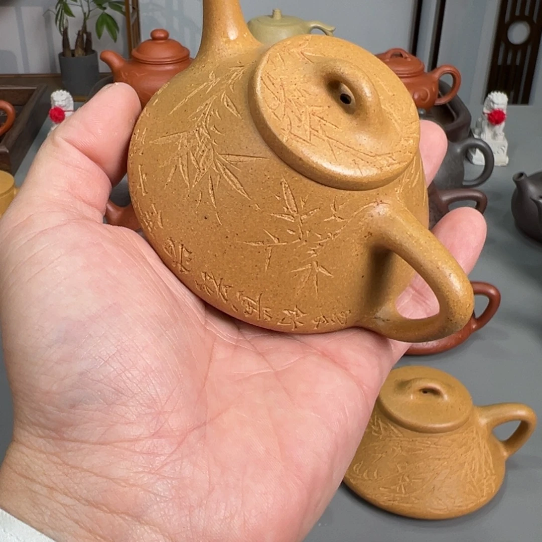 陈***亮茶壶紫砂黄金段刻绘子冶