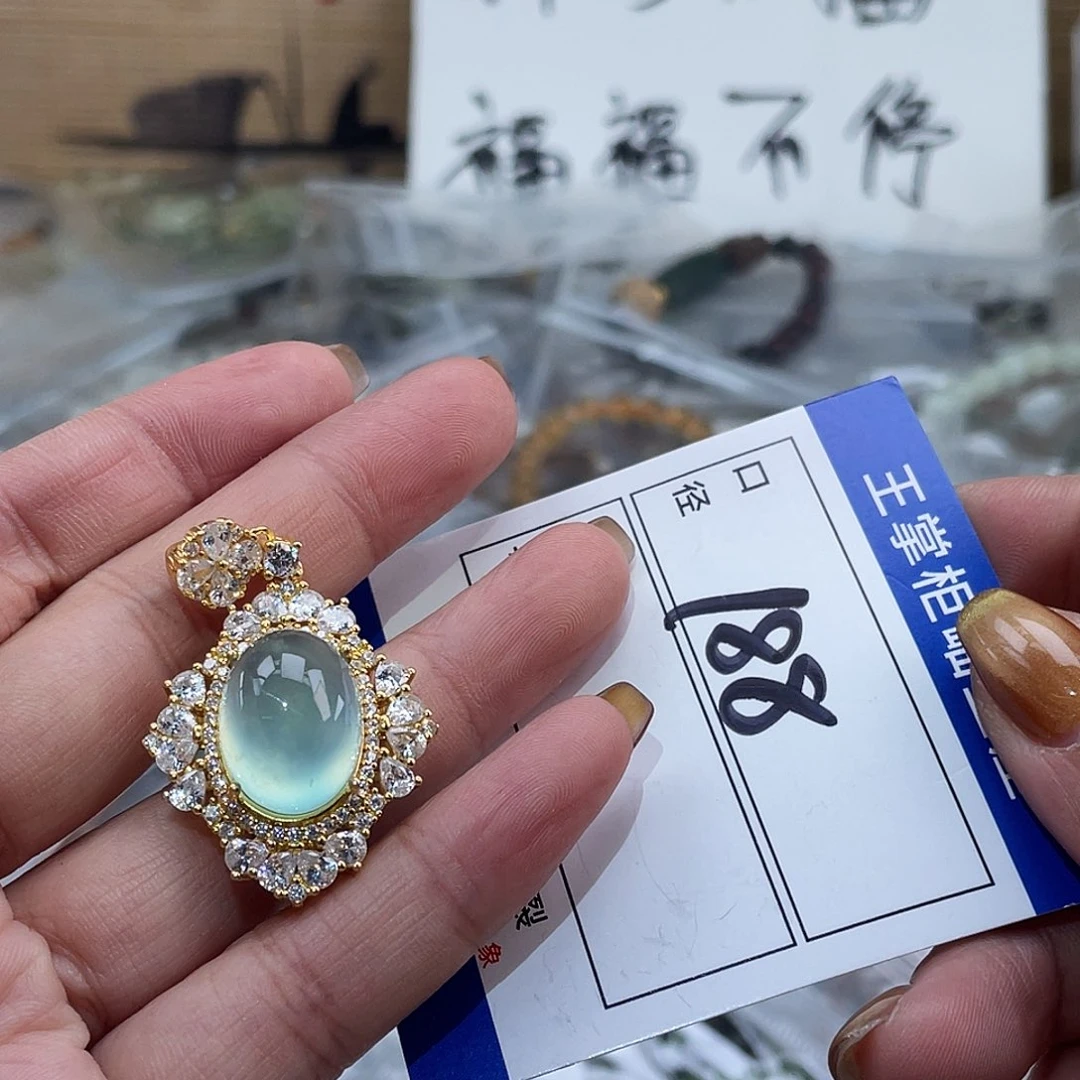 岫玉银S925镶嵌吊坠吊坠