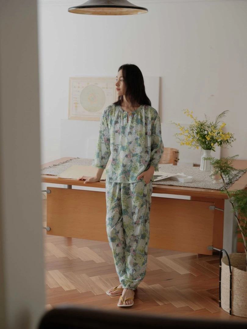 朵朵可可25年春夏新款套头八分袖家居套装cz042