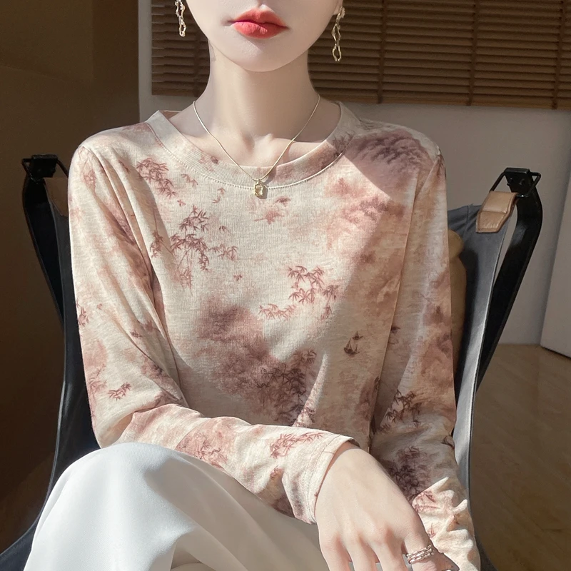 【现货宠粉】新款女圆领长袖显瘦套头垂感亲肤品质春秋简约打底T恤