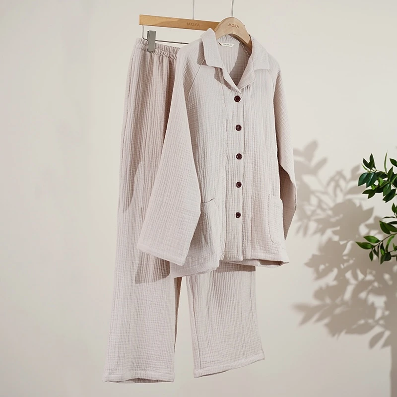 西班牙订单100%棉色织4层纱加厚女士睡衣（241921）2373