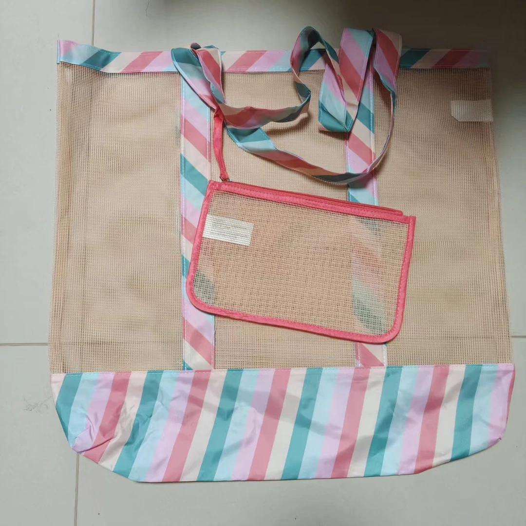 家用大容量网纱袋购物沙滩单肩手提