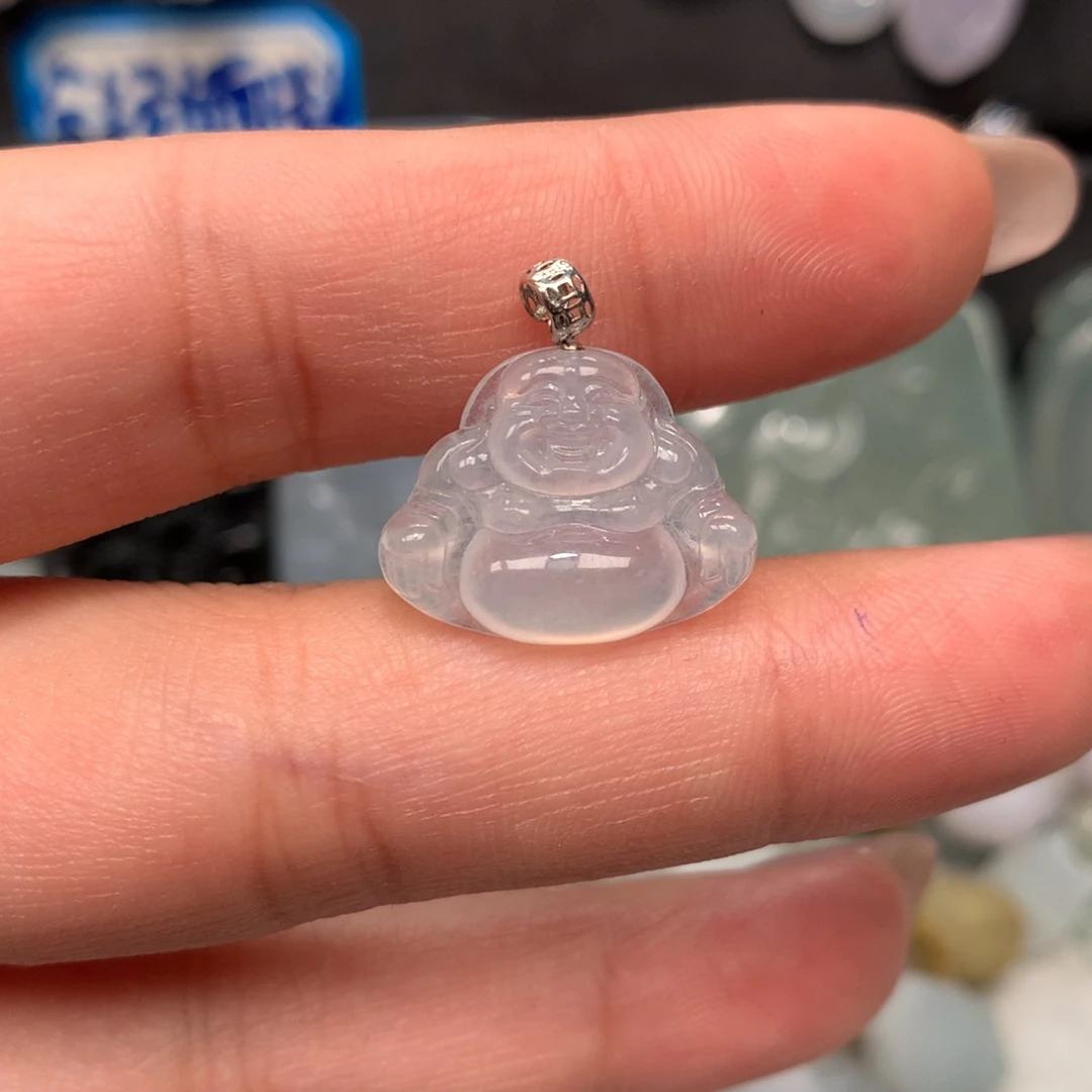 翡翠18K金镶嵌颈饰佛公