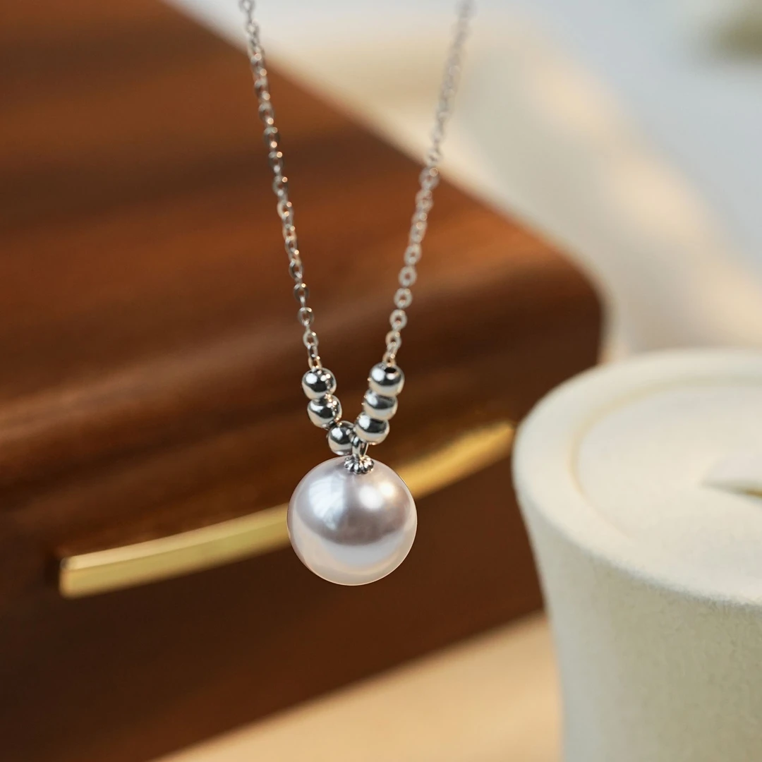 研初 链子925银 曼塔玫瑰紫珠吊坠项链银豆气质百搭时尚经典坠链