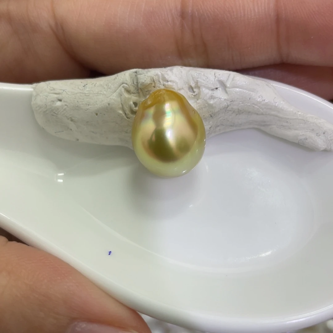海水珍珠裸珠12.3mm炫彩金巴