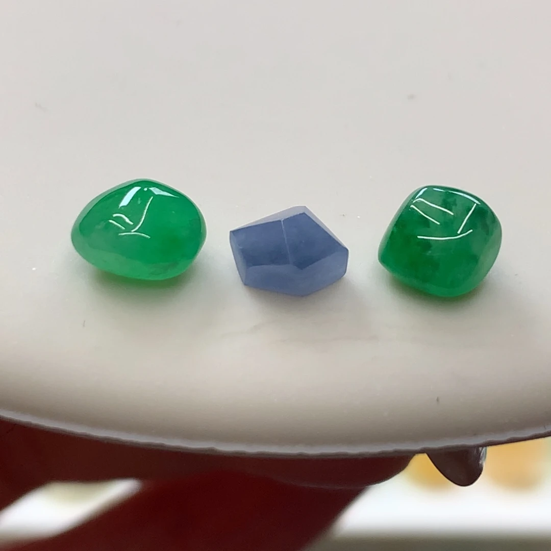 定制翡翠未镶嵌 毛货抛光定制 浓色星空蓝紫随形一组