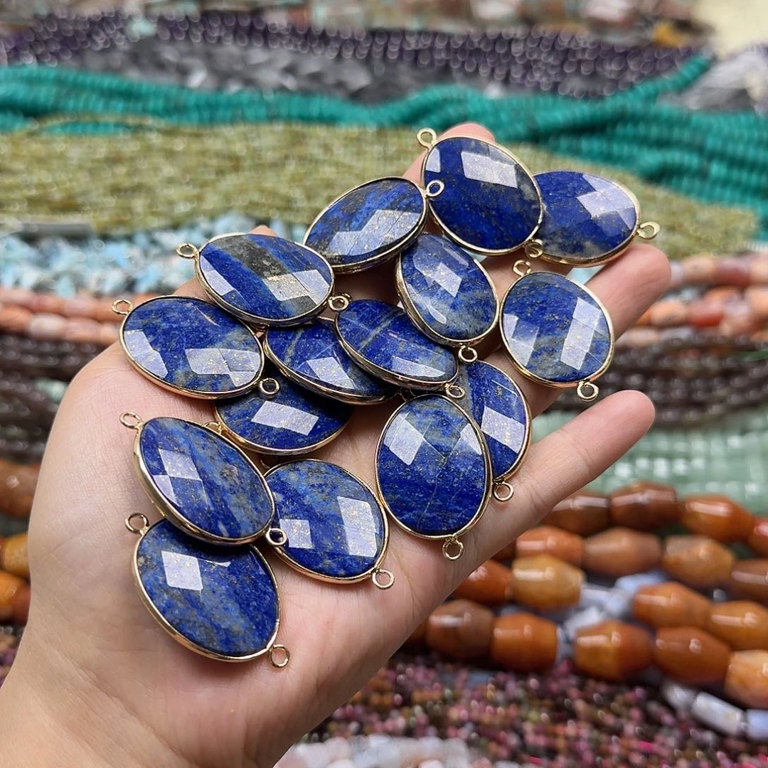 水晶珠宝半成品未镶嵌卡20×30天然青金双扣配件一颗