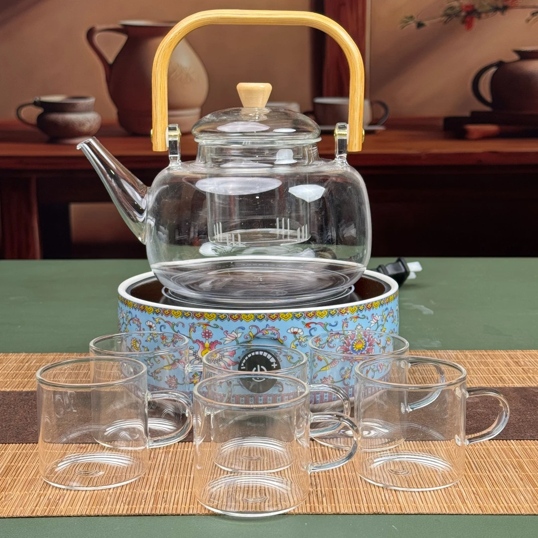 蓝电陶炉+玻璃煮茶器+六玻璃小杯ZH84