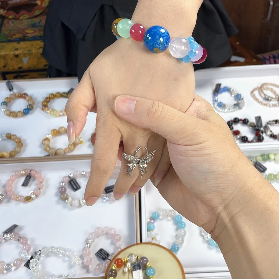 水晶手链银S925镀金镶嵌