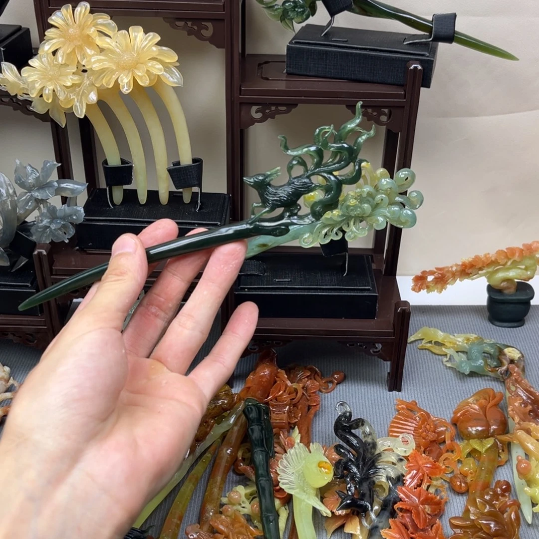 蛇纹石玉合金发饰