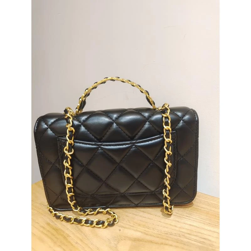 HIRMRIS手工真皮包CX593  镂空手柄香黑