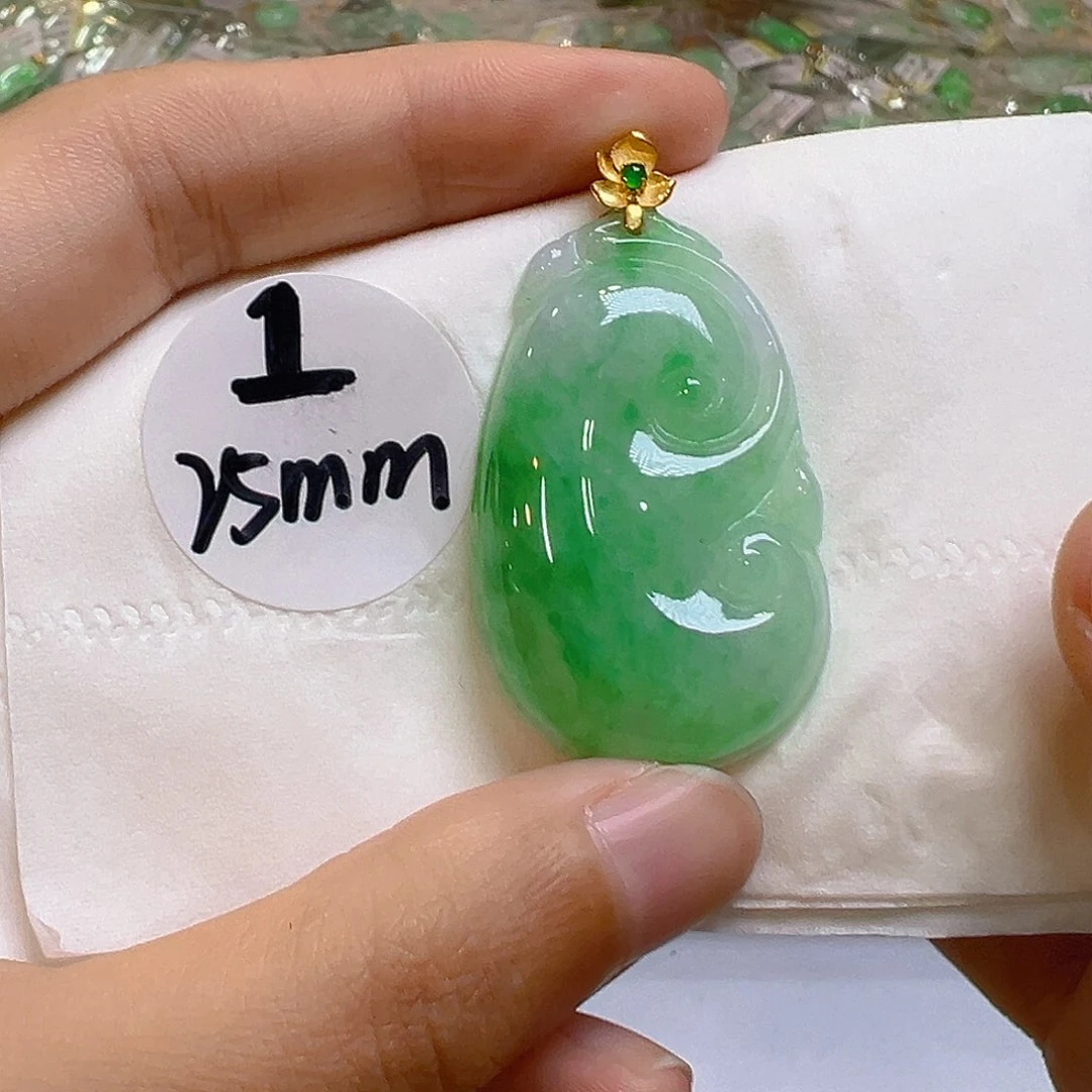 翡翠18K金镶嵌吊坠(不含链)翡翠