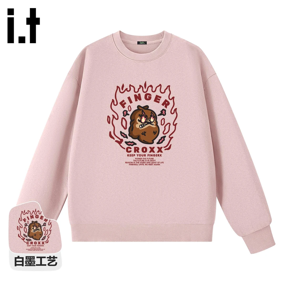 it FINGERCROXX潮牌男士圆领卫衣2025秋款美式街头休闲情侣套头衫
