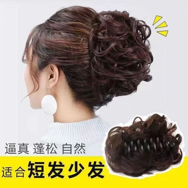 假发女抓夹假发发圈发包盘发器拉花短卷发花苞头花蓬松大发圈发夹