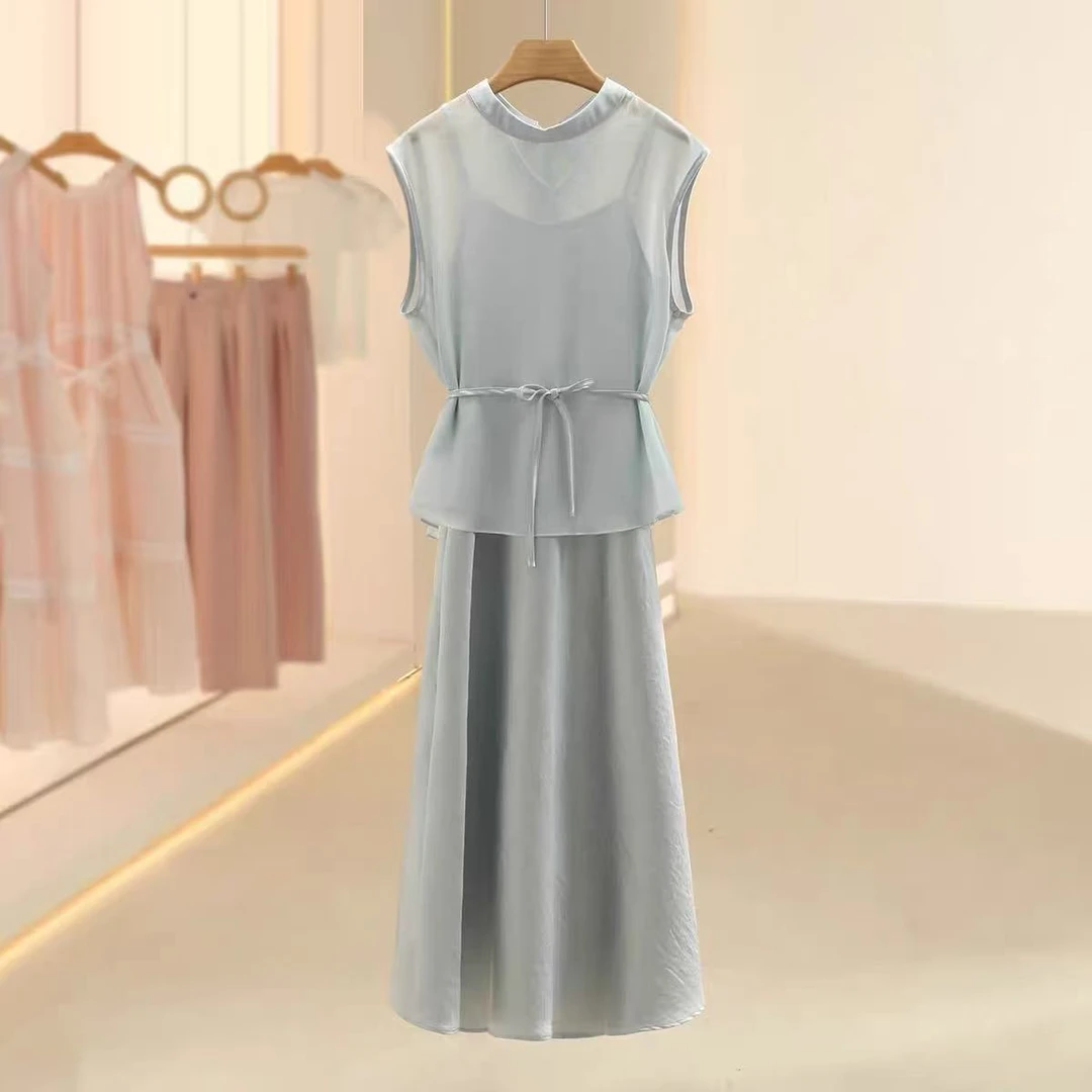 （0515）休闲套装轻奢夏季时尚收腰法式时尚套装休闲风无袖