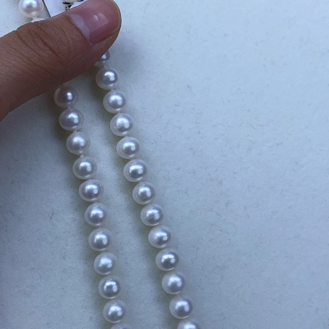 淡水珍珠颈饰银S925镶嵌➕7.8冷白