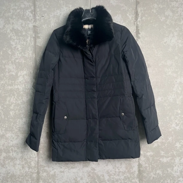 未使用 WE11 DONE 38*1/博柏利/黑色毛领羽绒棉服外套/18187