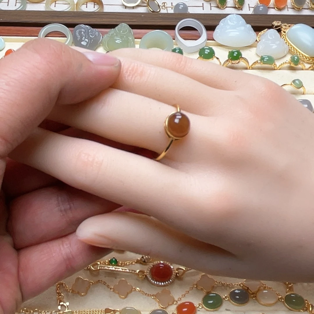 和田玉戒指银S925镶嵌