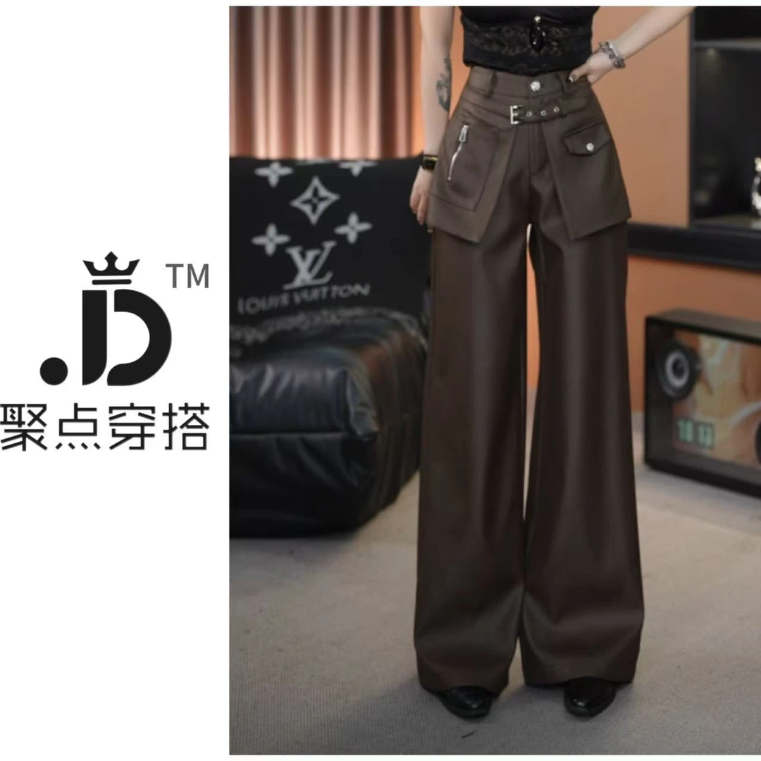 JUDIAN-【别致酷飒】假两件腰封阔腿长裤8jd00371