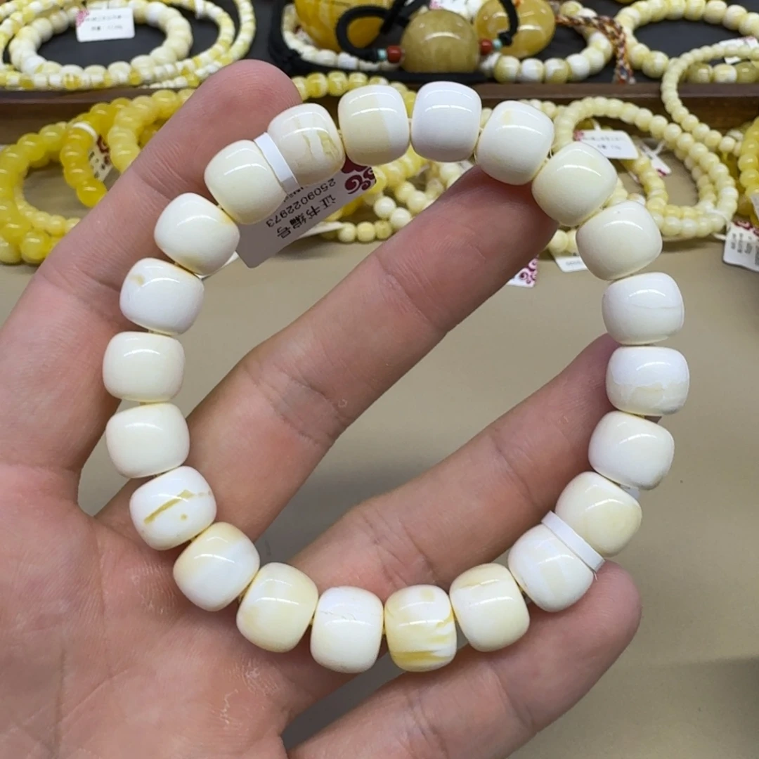 琥珀未镶嵌手链精工老型手串瓷白