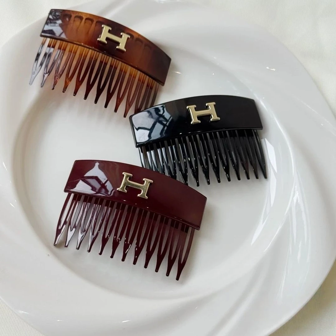 韩系金标H字母倒插梳发夹女高端碎发整理神器高颅顶头饰