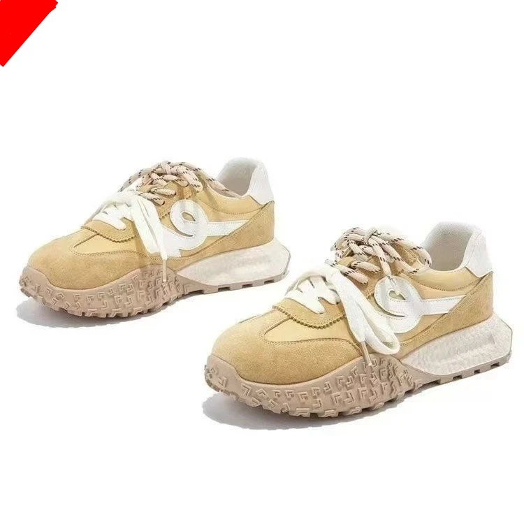 爆款阿甘鞋女厚底2025春季新款百搭时尚休闲运动鞋拼色透气德训鞋