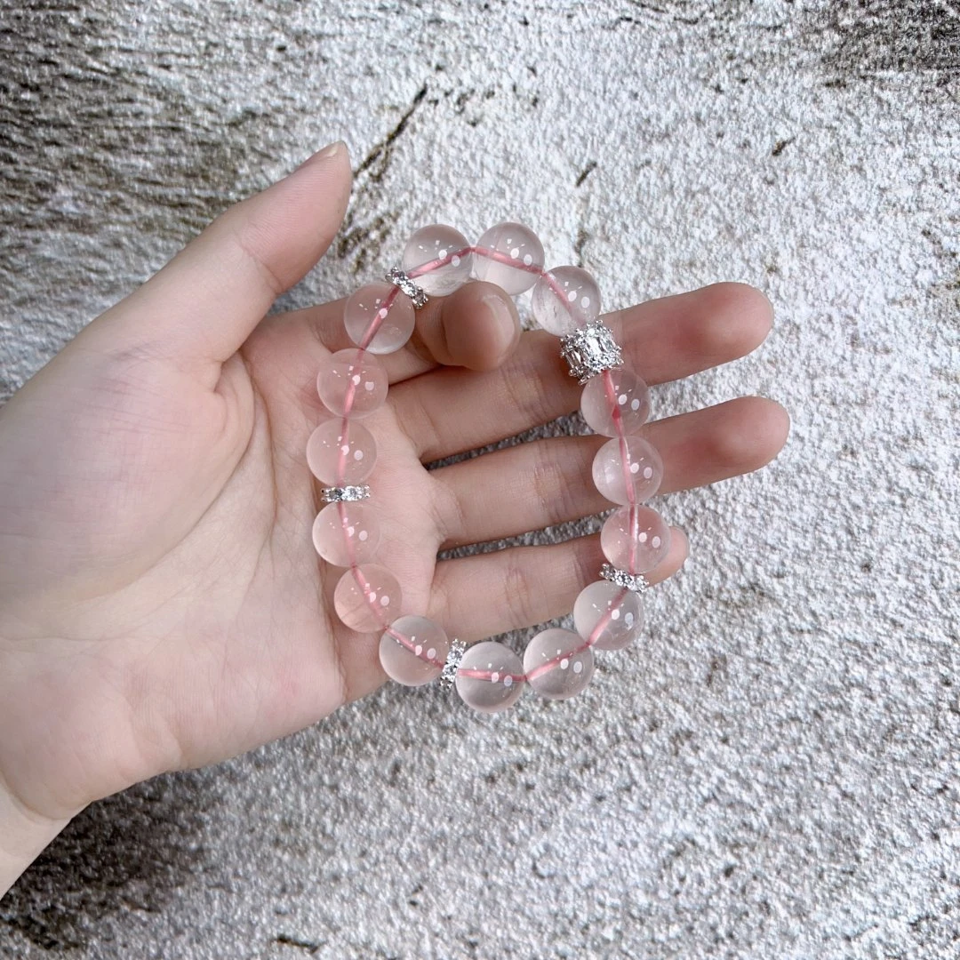 【桃之夭夭】天然粉晶DIY手串     S09