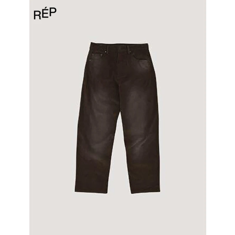 REP-VERSO设计师品牌米色/棕色做旧休闲长裤 25FW女装新品
