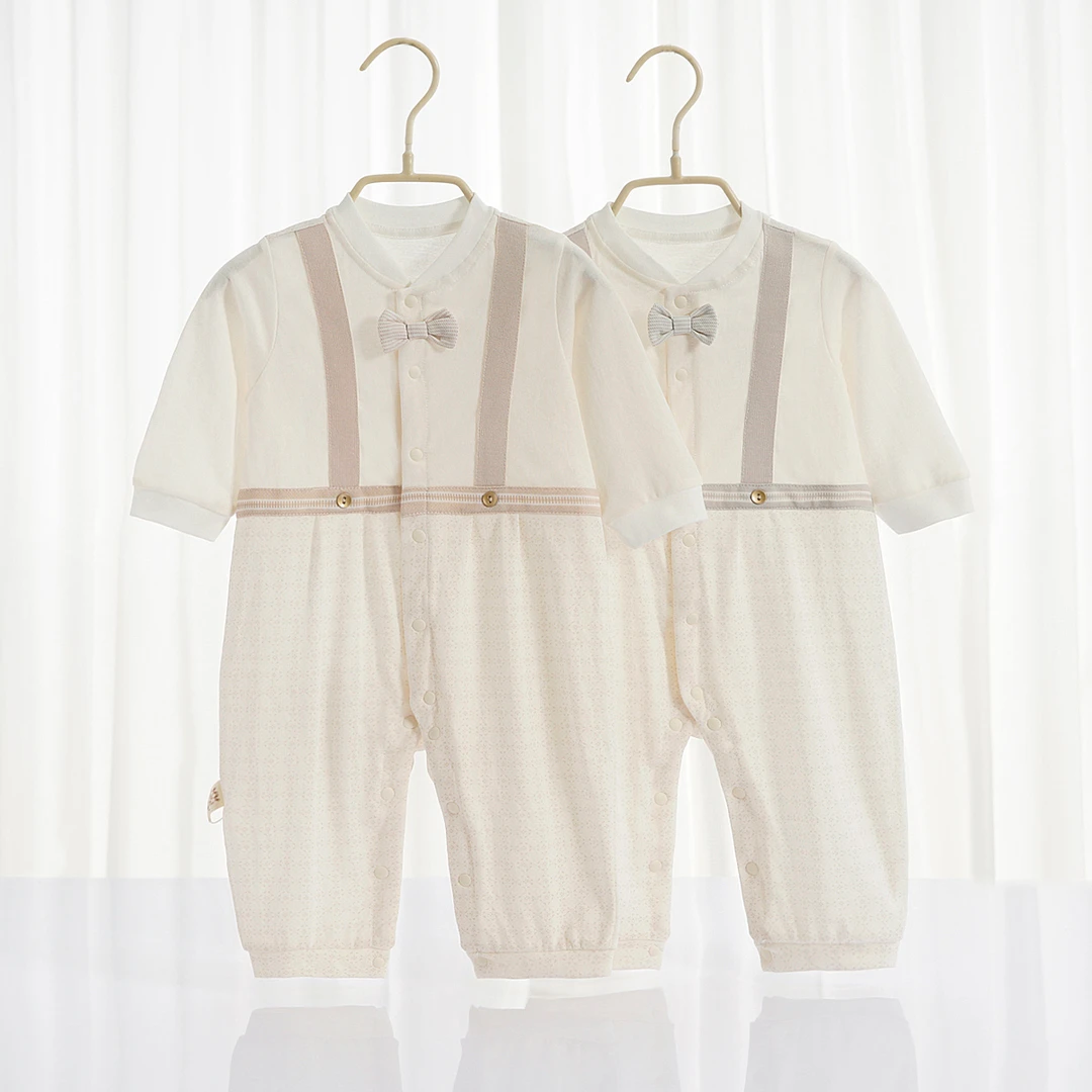 夏季宝宝英伦礼服长袖连体衣婴儿夏款爬服外出服儿童内裤男新生儿