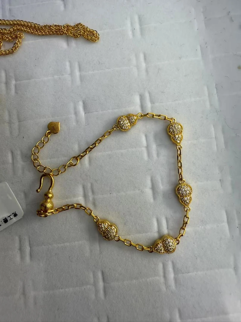 足金999 镶嵌满钻葫芦手链