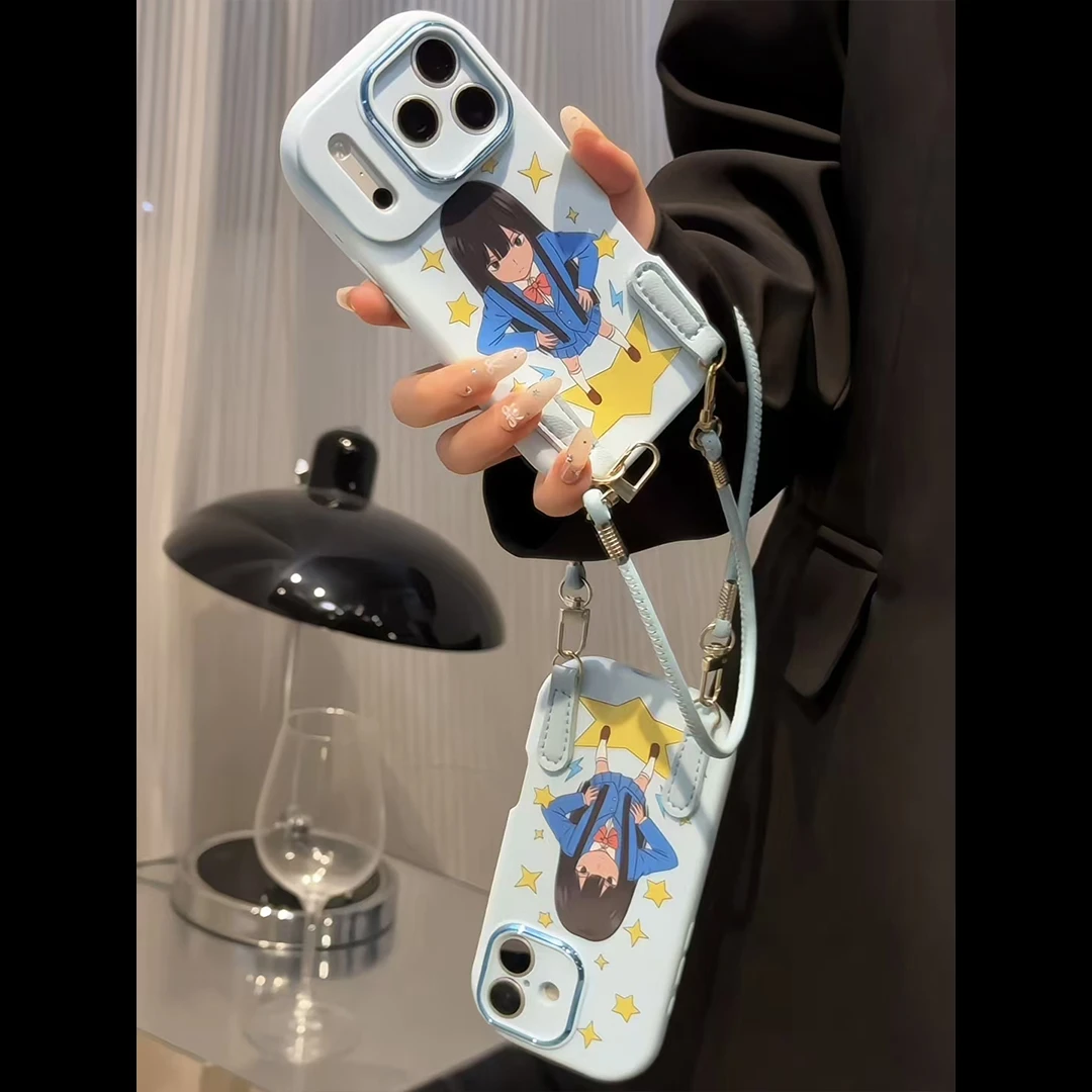 黑沼爽子适用苹果17华为p70oppo小米vivo金属小胖妹挂绳手机壳