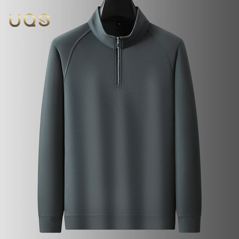 时尚半拉链领休闲日常运动大码男装卫衣秋季宽松舒适简约立领百搭