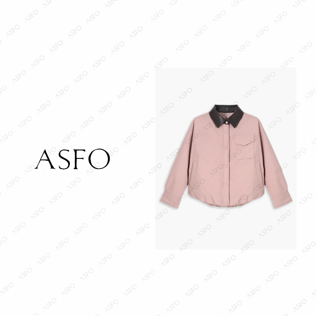 【AS樱奈】25新定制撞色拼皮领休闲90新国标白鹅绒服AS25DYRF05037