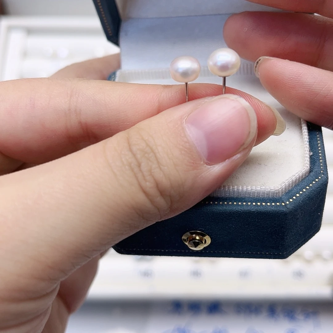 淡水珍珠耳饰银S925镶嵌?****）