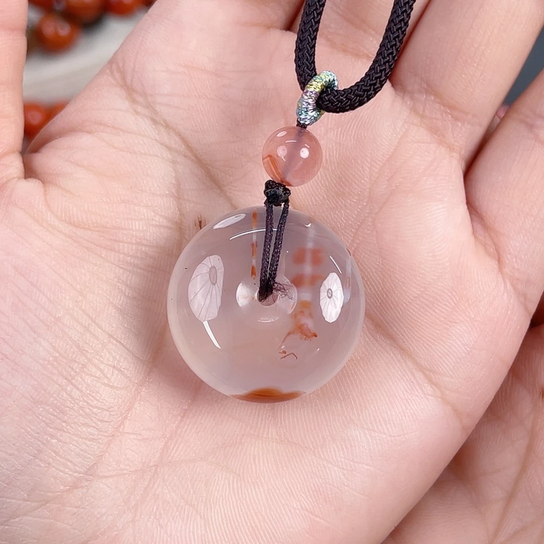 南红玛瑙未镶嵌九口荔枝冻平安扣吊坠