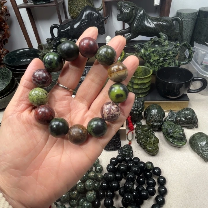 蛇纹石玉未镶嵌手串药王石多宝手串